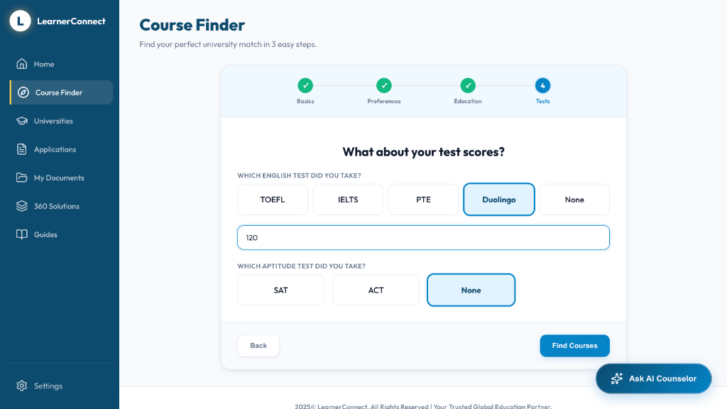 Course Finder Wizard